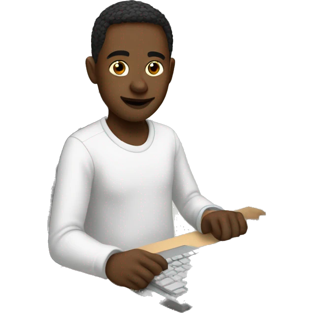 White kid at computer emoji