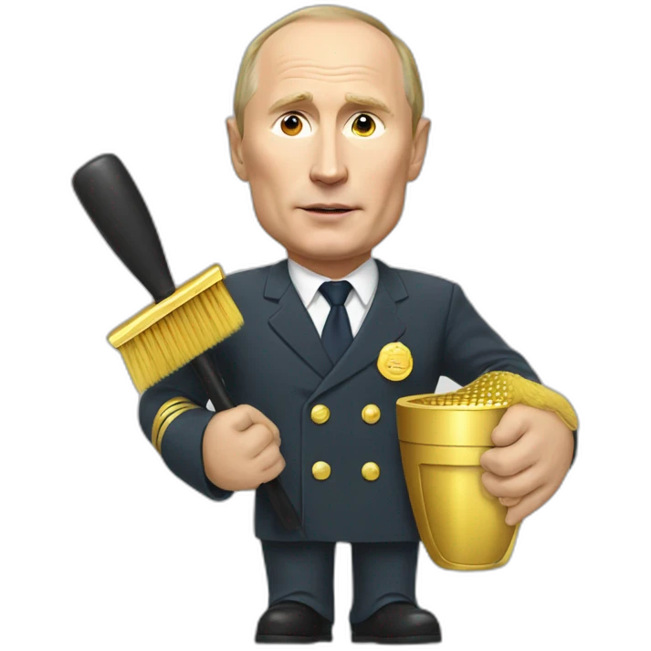 Putin with a golden toilet brush in hand emoji