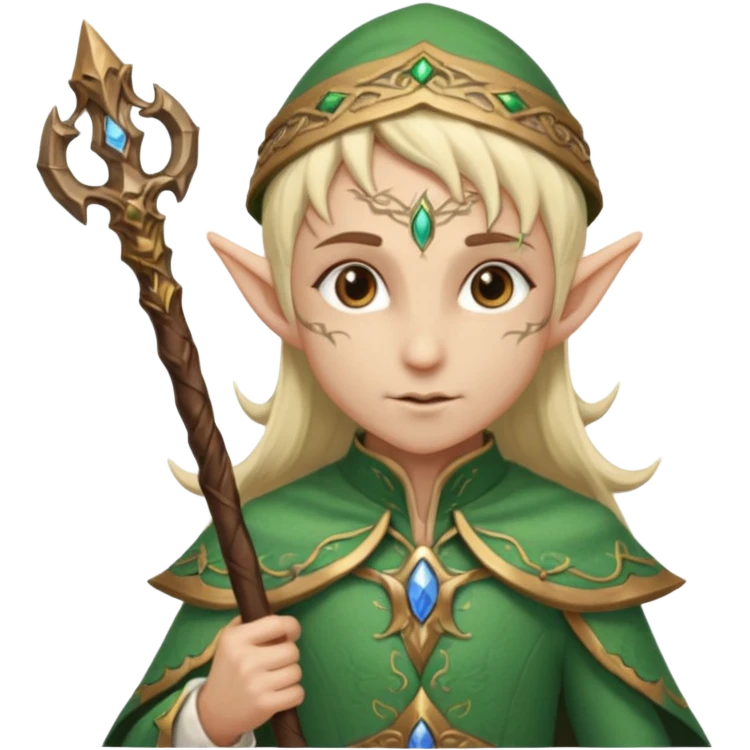 different color elve with staff emoji