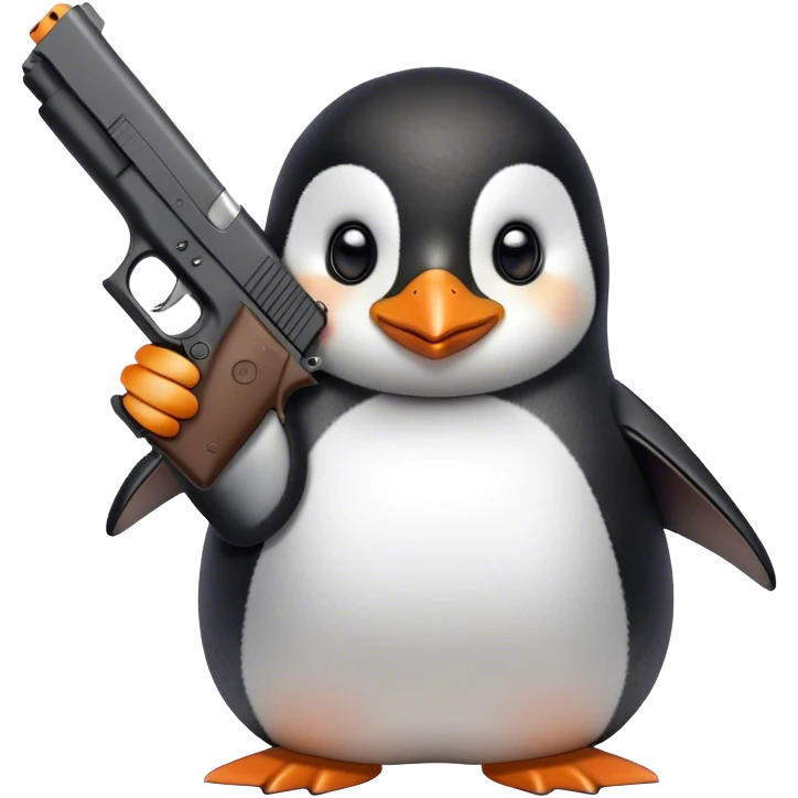 Happy penguin with a Glock 19 emoji