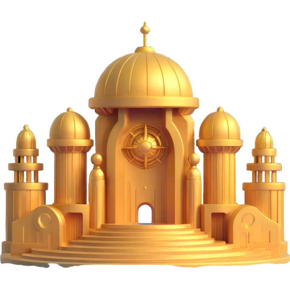 full structure of a golden Anunnaki underwater base with domes, pillars, futuristic design emoji