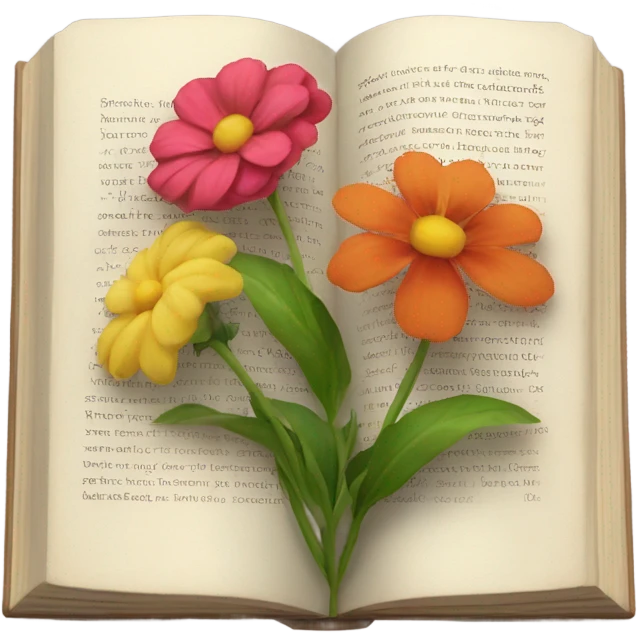 realistic flowers pressing in a book emoji