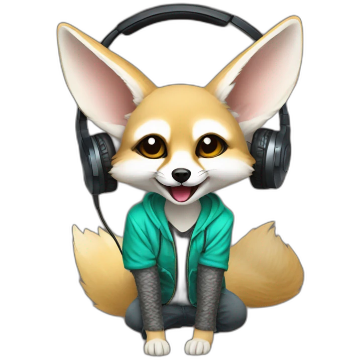 Fennec Fox as a DJ emoji