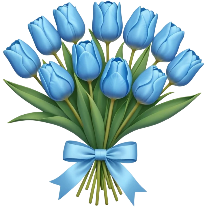 sky blue tulip bouquet with bow emoji