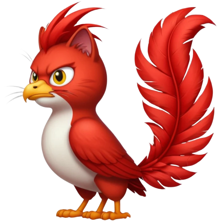 bird angry red with cat tail emoji