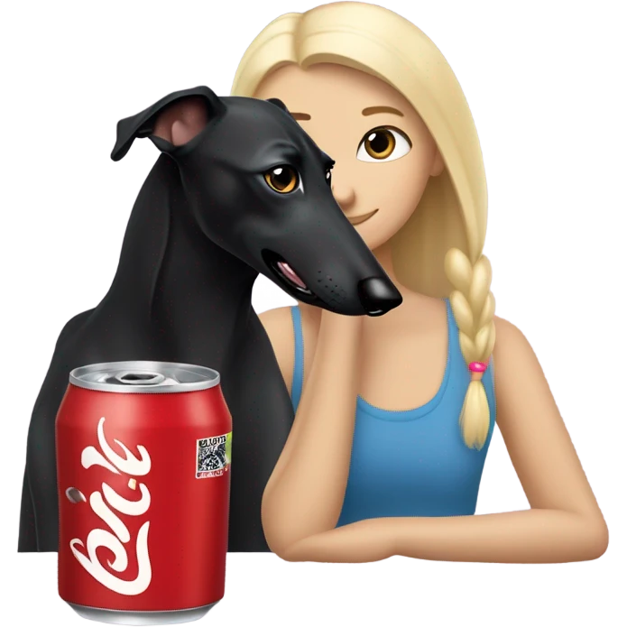 Black greyhound with blonde girl drinking Diet Coke  emoji