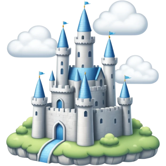 Cloud Castle – White castle resting on fluffy clouds emoji
