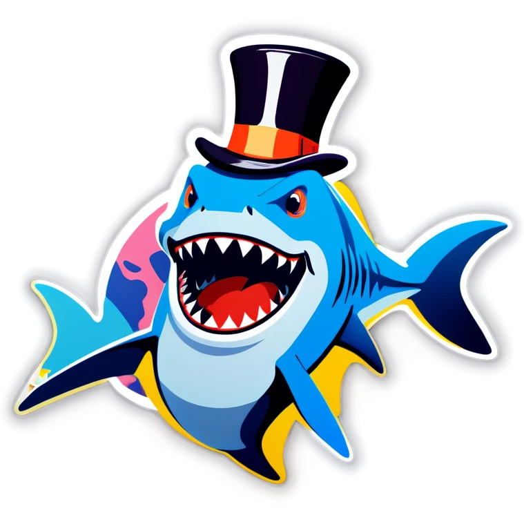 Shark with a top hat emoji