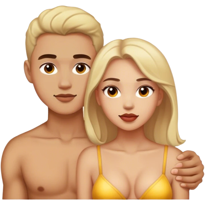 Girl with a sexy young man  emoji