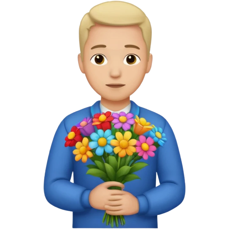 Man flowers in hands head emoji