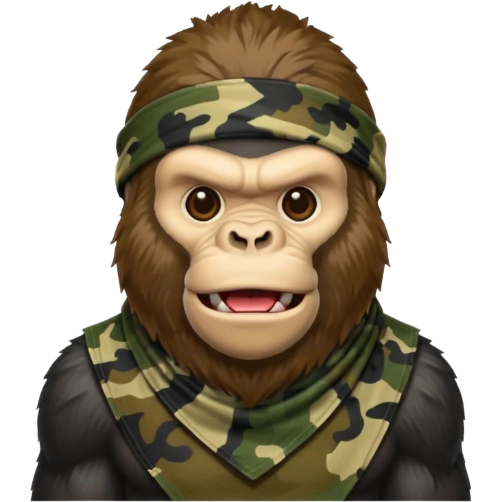 King Kong  emojie wearing a camouflage bandana emoji