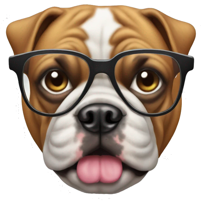 Bull dog with glasses emoji