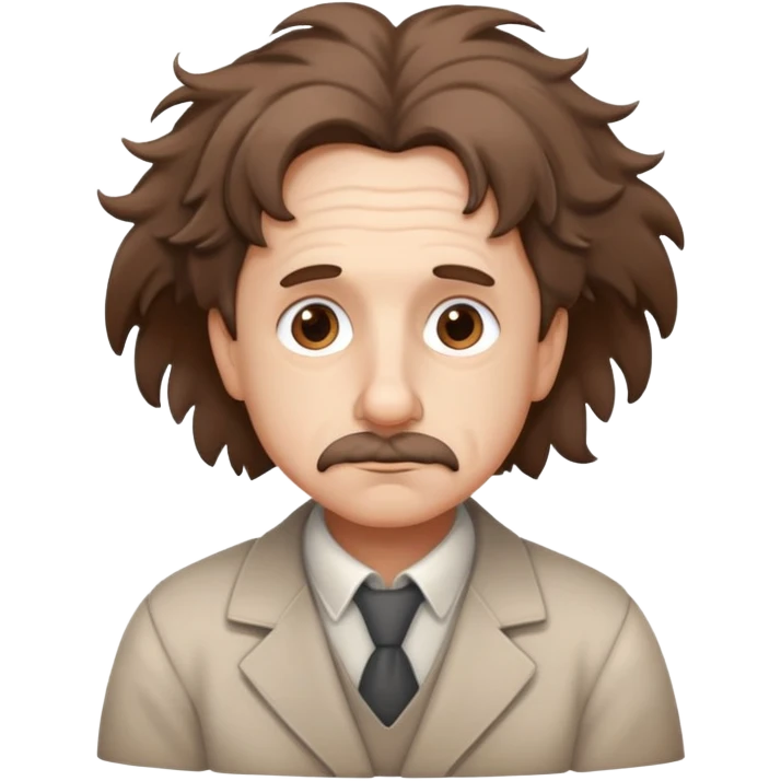 Einstein-like character with messy hair and a thoughtful expression emoji