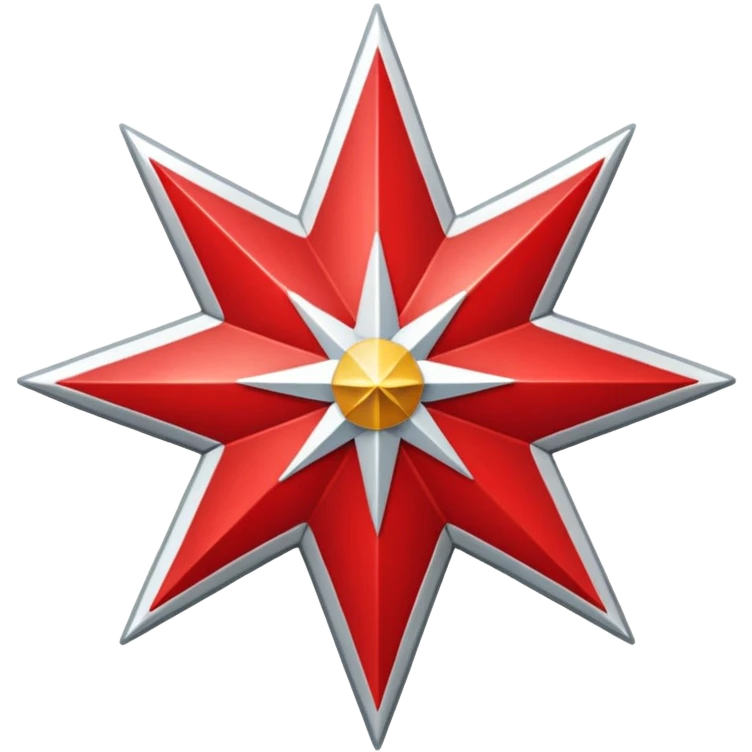 a twelve point star with slightly rounded borders, red and white stroke emoji