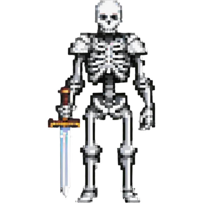 skeleton with a sword, standing pose emoji