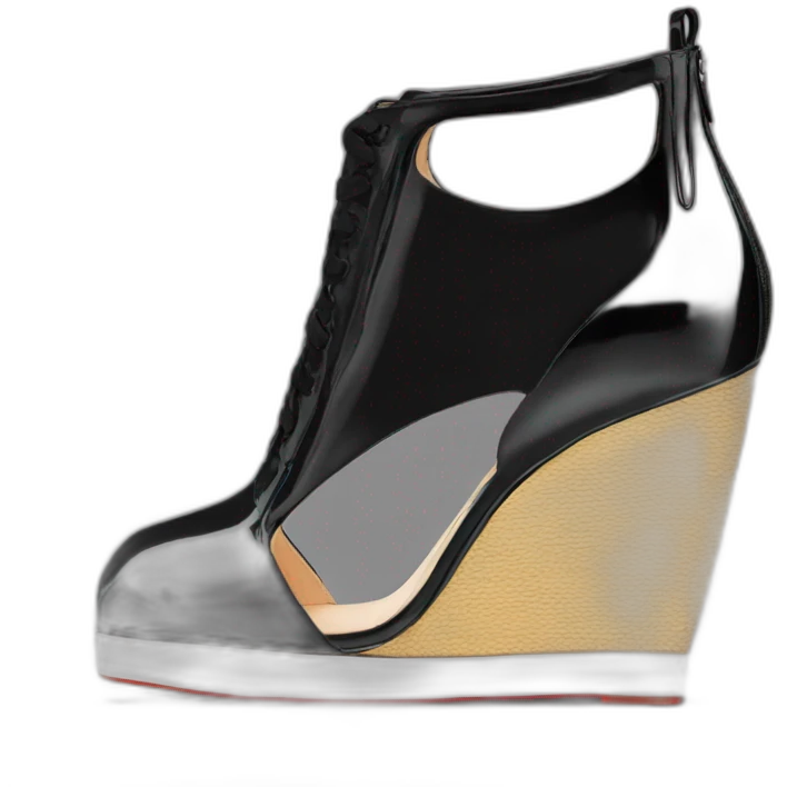 WEDGE heel LOUBOUTIN black leather PATENT emoji