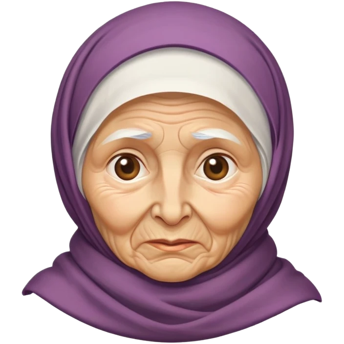poor elderly babushka with headscarf and wrinkled face emoji