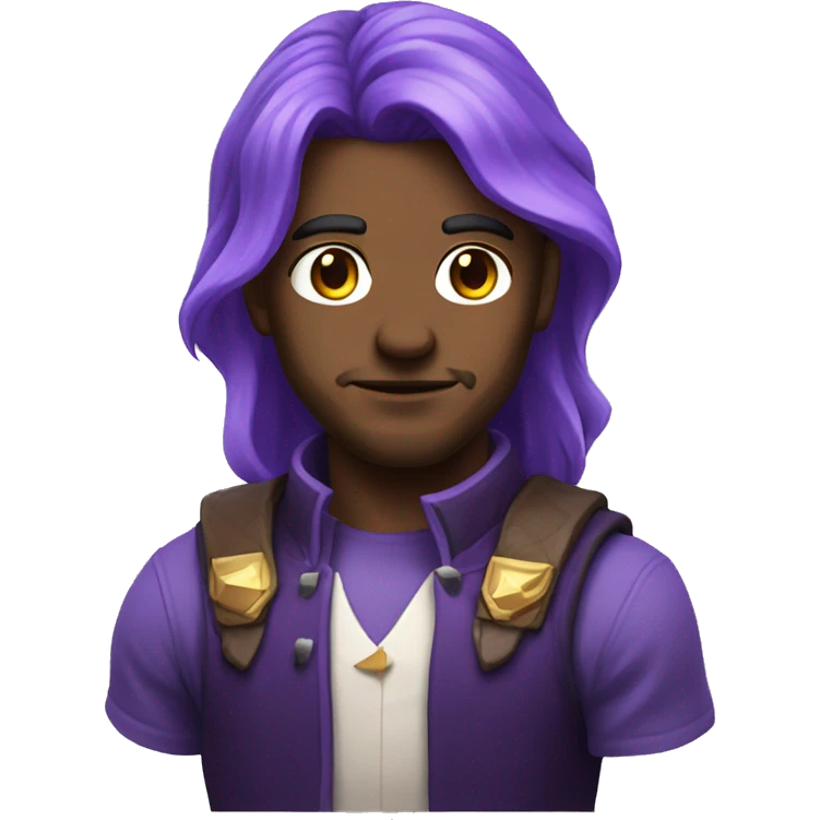 Video game character with long hair man purple hair NO beard emoji