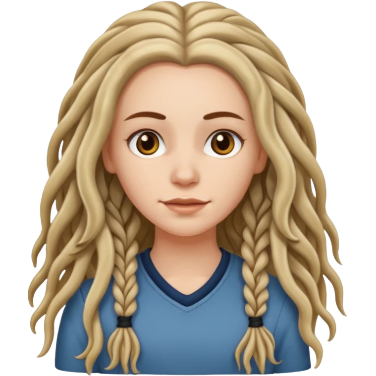 white girl with long wavy hair,  just some are dreadlocks  emoji