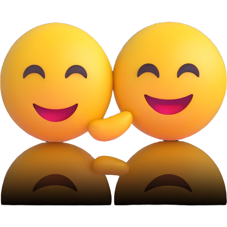 Place these two 3d emoji images on one background as two separate figures with noticeable space between them, without changing the images themselves emoji