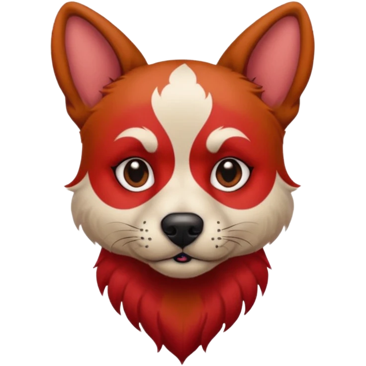 dog with tattoed face and red hair emoji