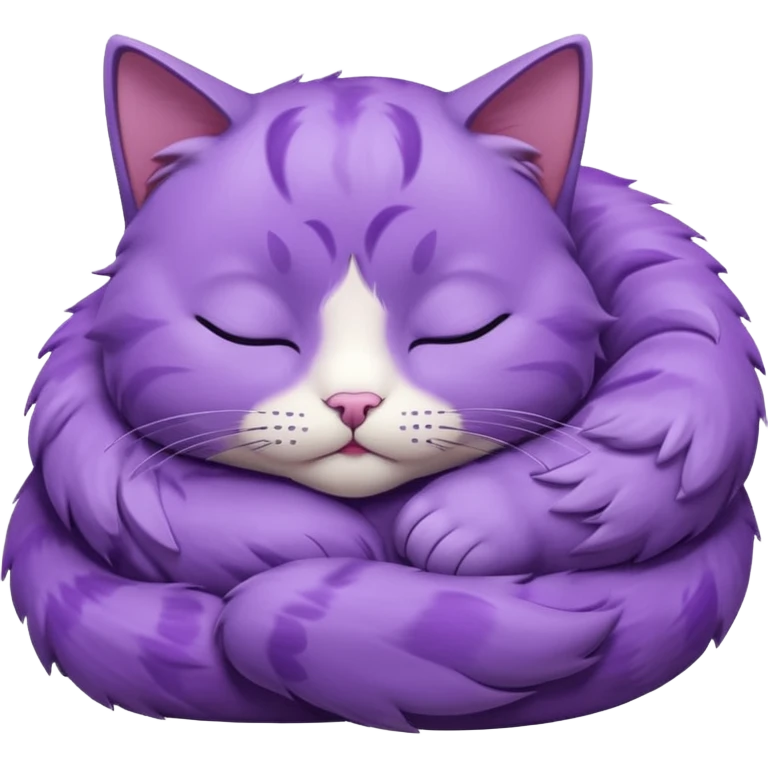 Un gato morado que este acurrucada con los ojos cerrados y que se vean sus patitas emoji