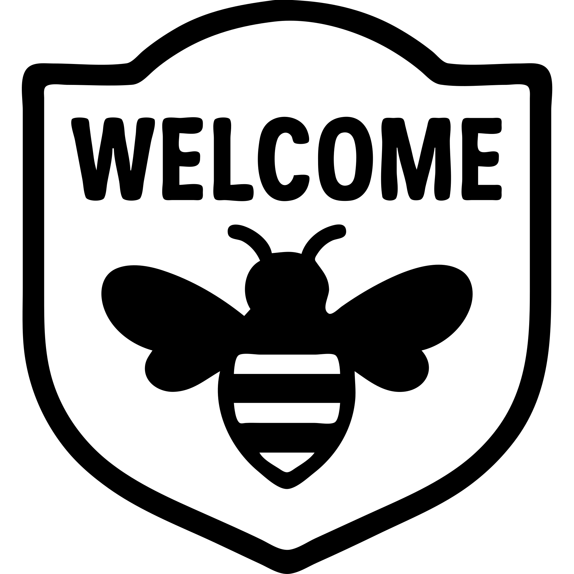 Welcome sign with a bee, 'WELCOME' text, black and yellow design emoji
