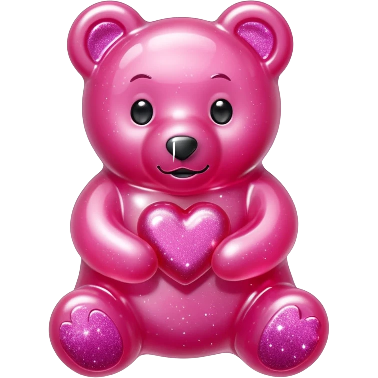 transparent pink gummy bear heart glitters pink emoji