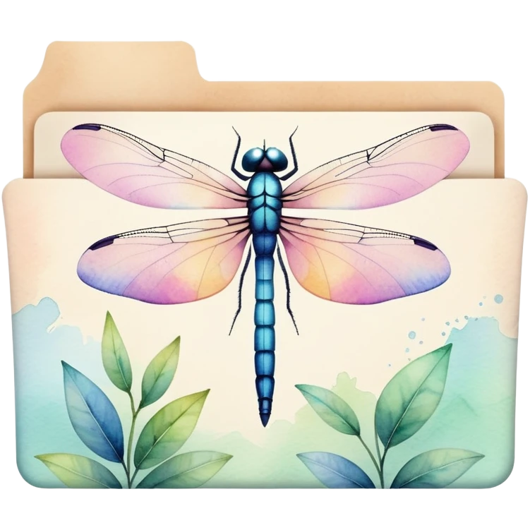pastel file folder with dragonfly picture  emoji