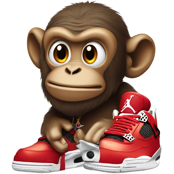 Monkey with a pair of air Jordan 4s emoji