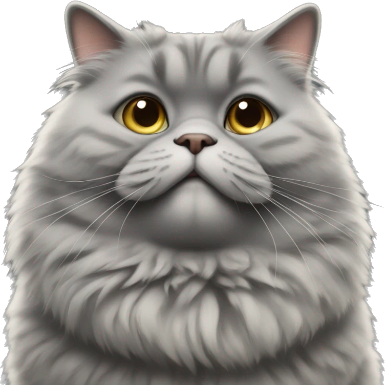 realistic fat grey fluffy cat emoji