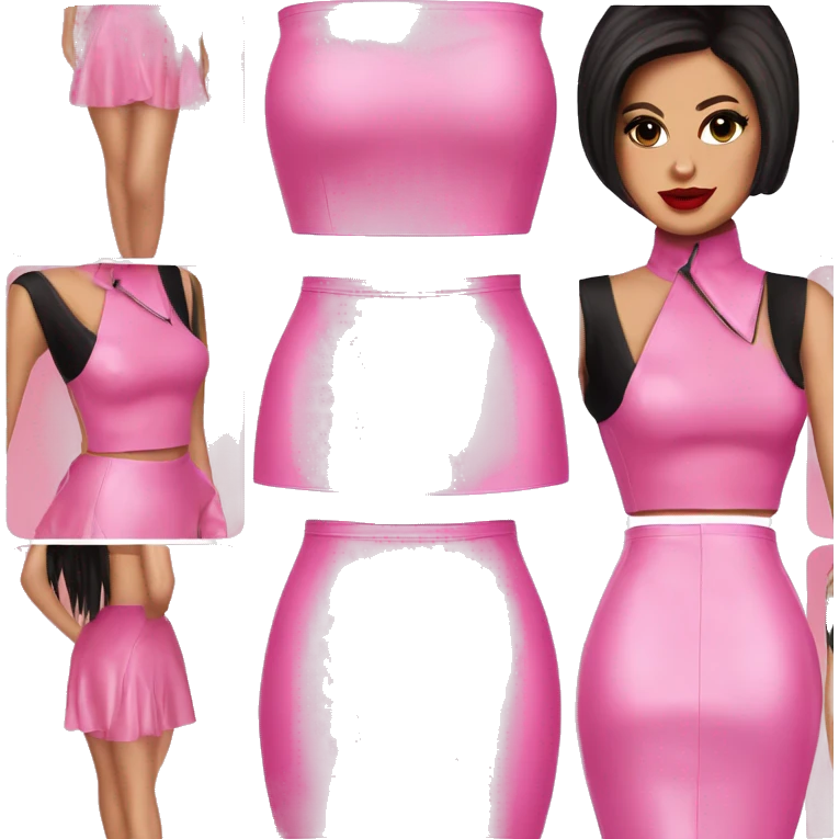 Selena Gomez pink latex skirt emoji