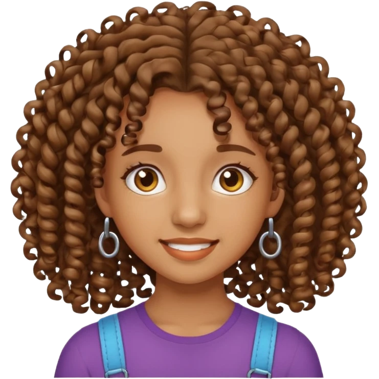 Una chica morena con brackets ondulada emoji