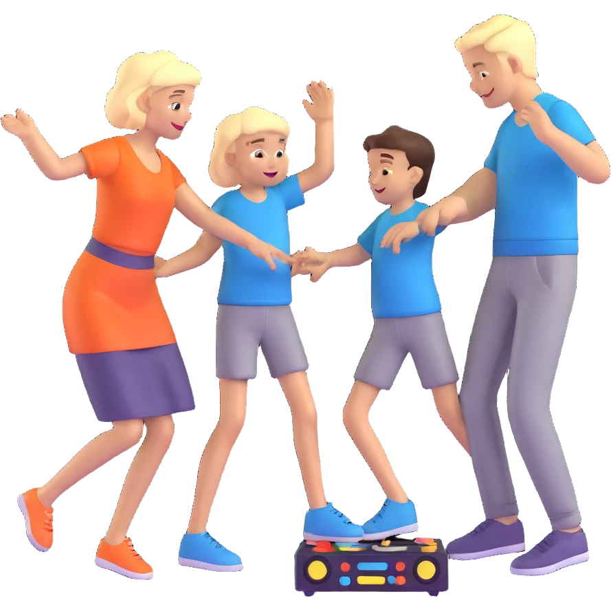 boy dance with older girl at party and DJ watching on it emoji