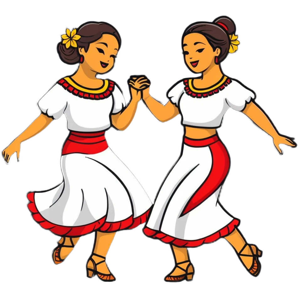 Colombian salsa dancers in vibrant traditional clothes, dancing with passion and rhythm emoji