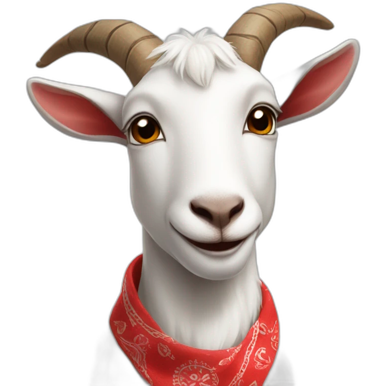 white goat with red bandana around the neck emoji