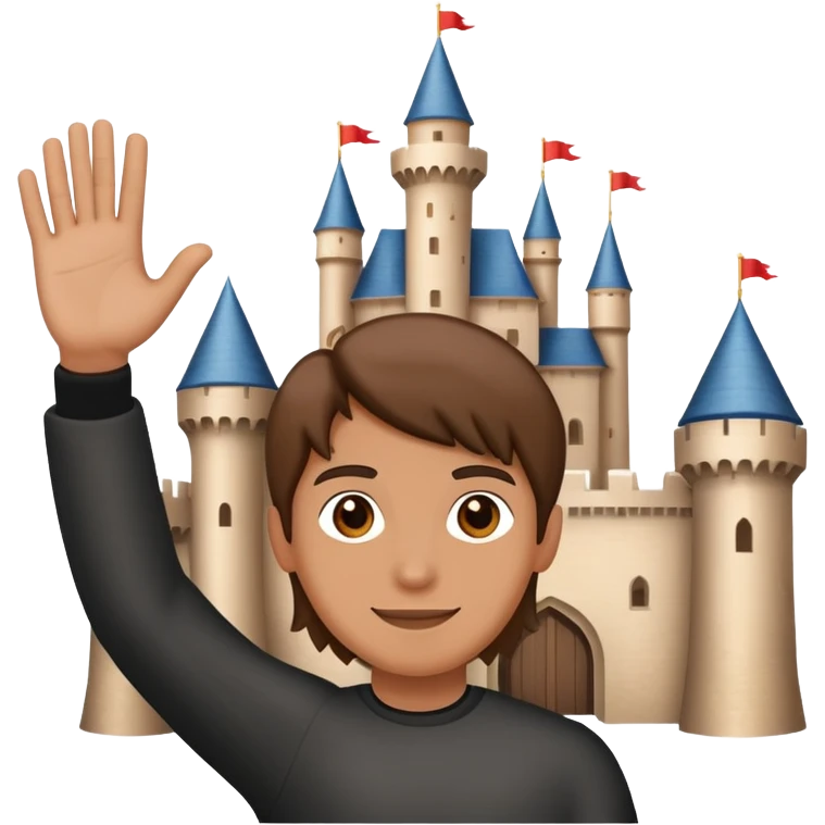 person waving in front of a castle emoji