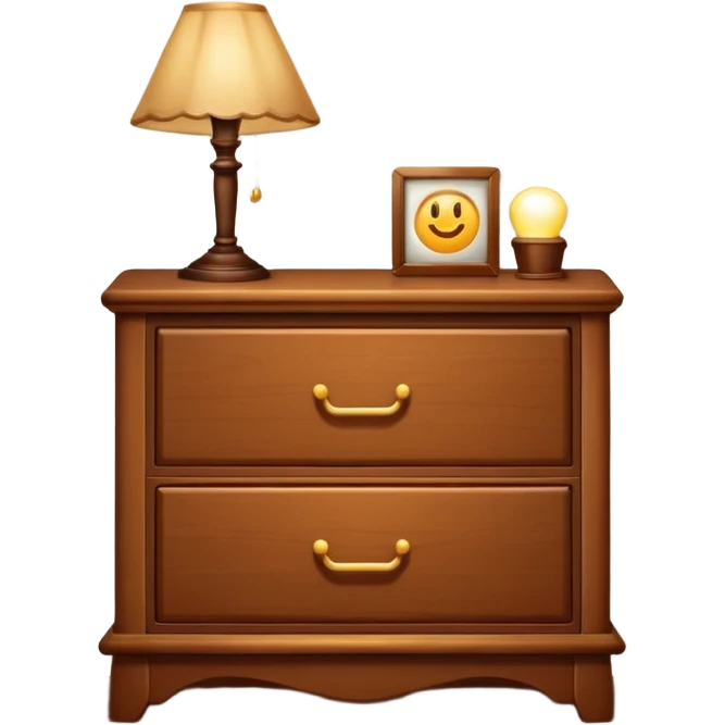 Cupboard-commode-drawer-night-bed-stand with a night lamp on  emoji