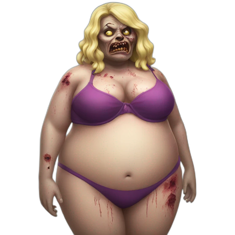fat zombie wearing a bikini hyperrealistic emoji