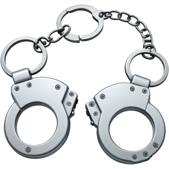 An emoji of metallic handcuffs, slightly open, with a reflective silver surface. Simple and modern design, symbolizing punishment, law enforcement, or justice emoji