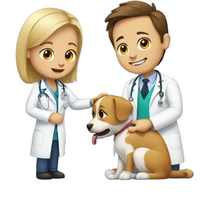 doctor cat treating a dog patient emoji