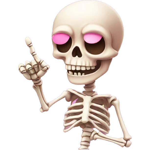 Cute pink skeleton giving the middle finger emoji