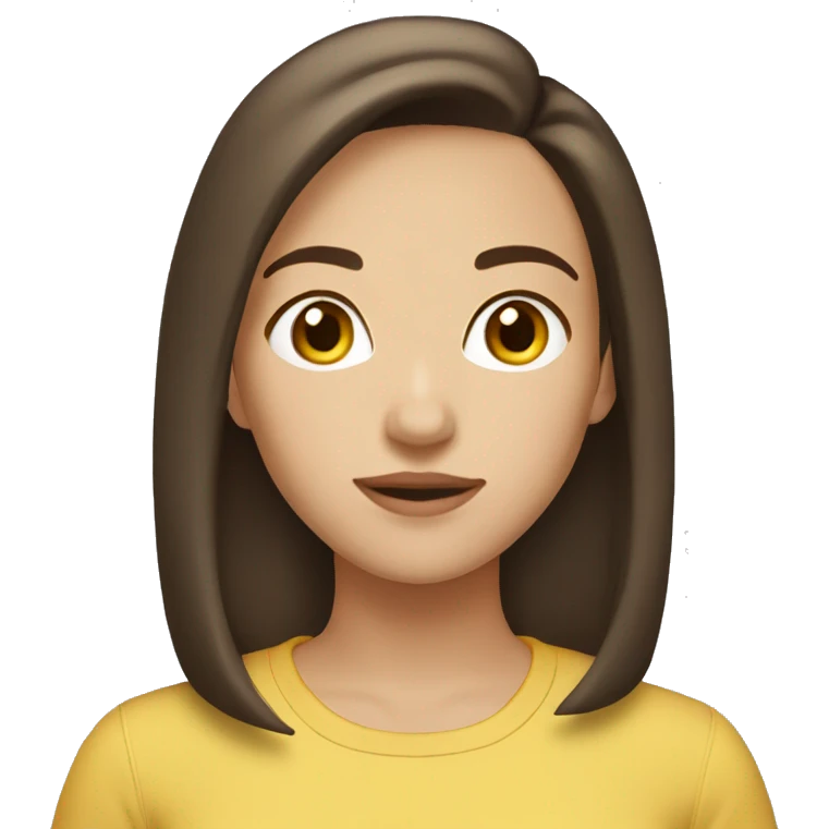 brunette girl chin length hair standi emoji