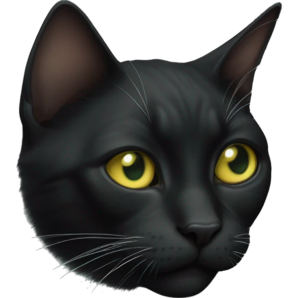 black cat with slim narrow greenish-yellowish eyes and white on its mouth and go up the left side of it’s snout emoji