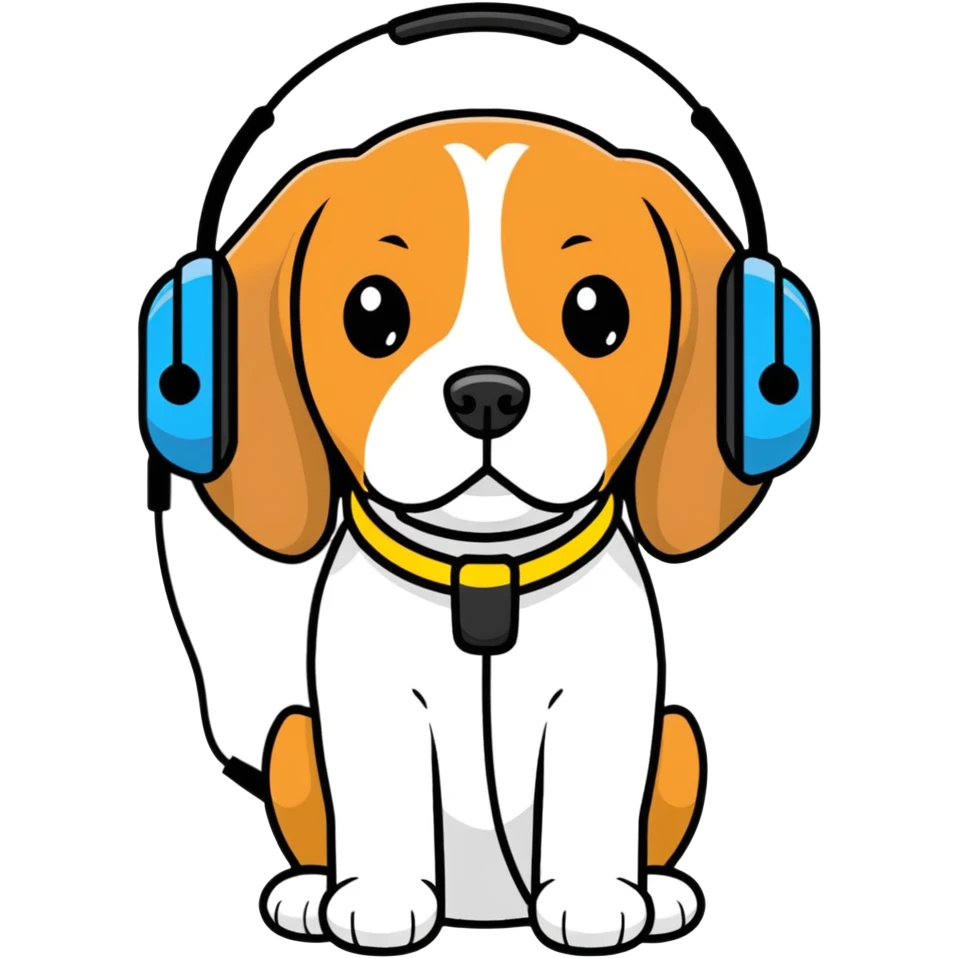 Dog Beagle wearing headphones  emoji