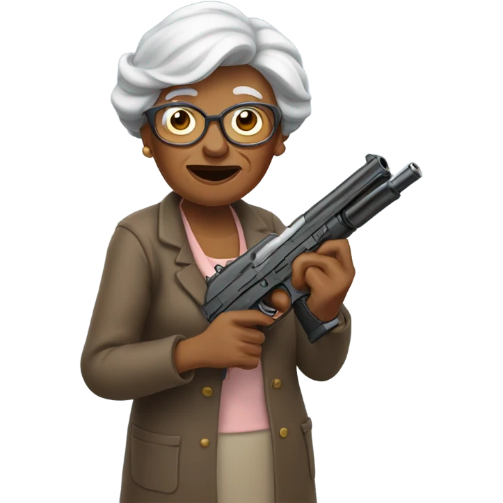 Grandma with a gun emoji