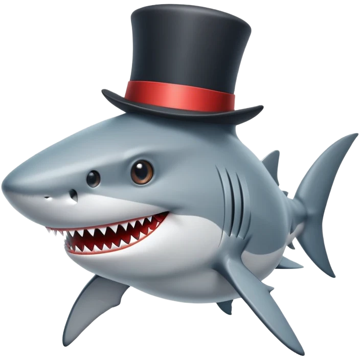 Shark with a top hat emoji