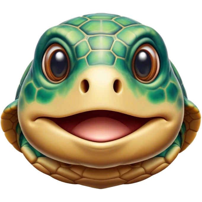 Cinematic Realistic Comical Sea Turtle Portrait Emoji, Head tilted dramatically with an exaggeratedly amused expression, featuring a robust, intricately patterned shell and wide, expressive eyes filled with playful disbelief, rendered with vibrant, lifelike detail and natural coastal light; high shine, dramatic yet playful, styled with an air of cheeky marine mischief, soft glowing outline, capturing the essence of a spirited and over‐the‐top sea turtle that looks ready to bob its way into viral fame! emoji
