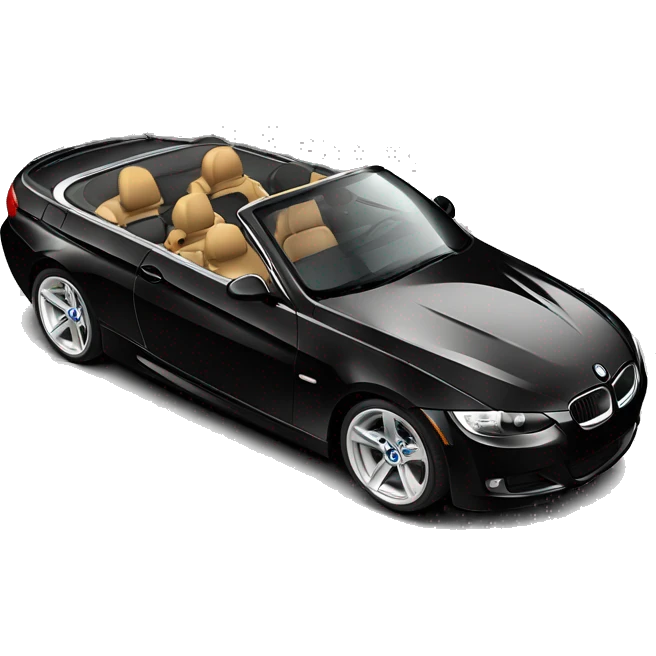 A single black BMW 335i Msport with roof down emoji