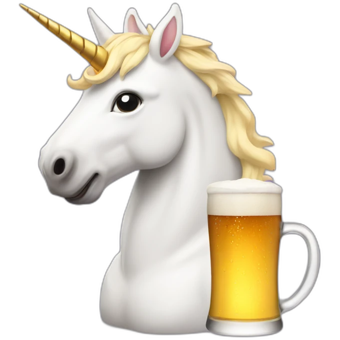 unicorn drinking a beer emoji